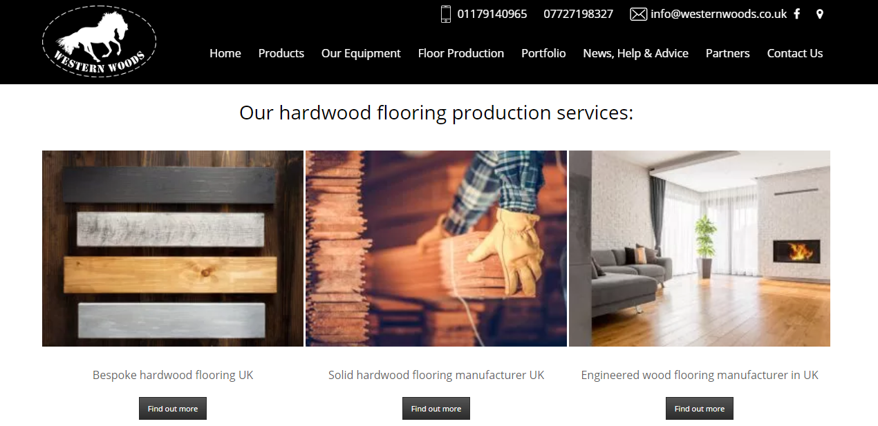Hardwood flooring manufacturer webpage 